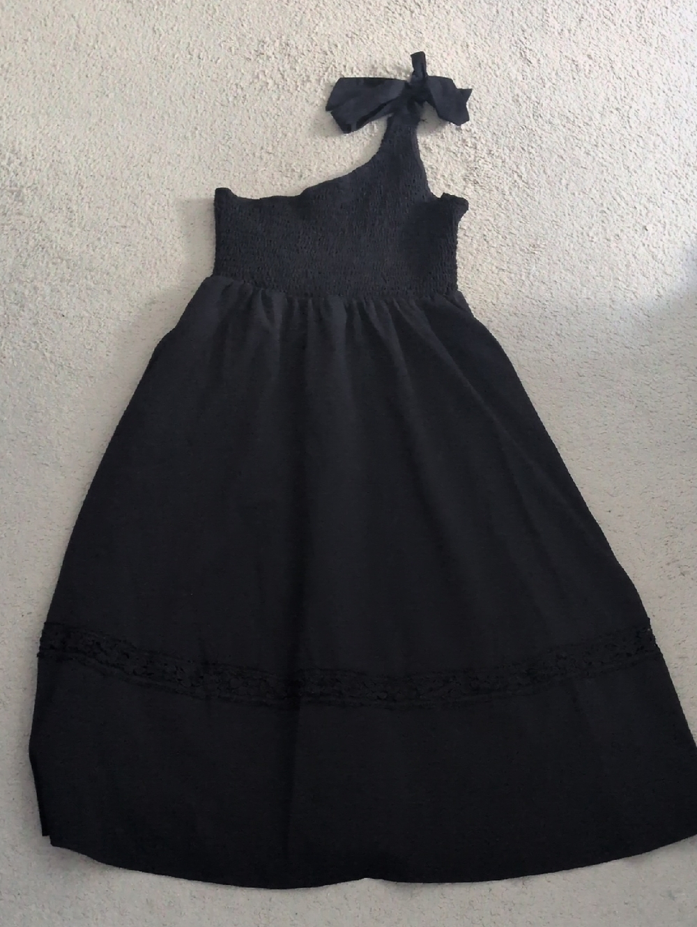 Black One-Shoulder Tie Summer Dress